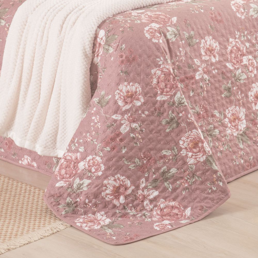 Kit Cama Posta Sabrina Branco/Floral Marsala/Marfim