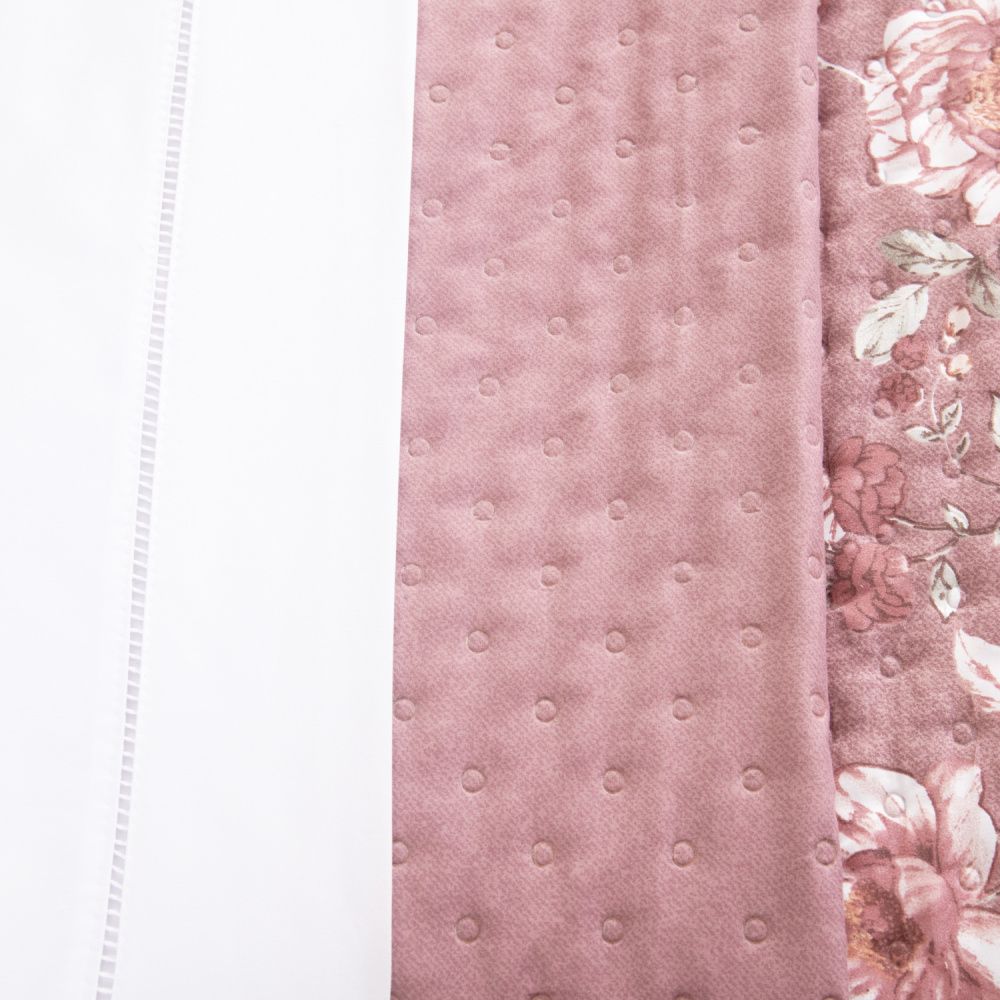Kit Cama Posta Sabrina Branco/Floral Marsala/Marfim