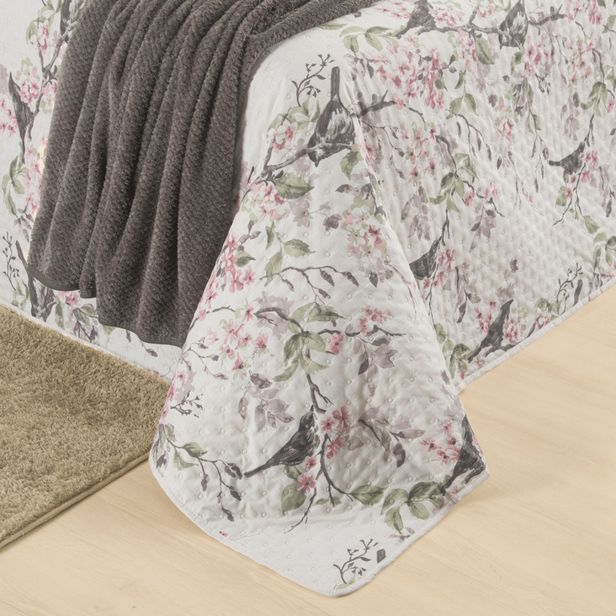 Kit Cama Posta Sabrina Cinza/Jardim Rosê/Prata