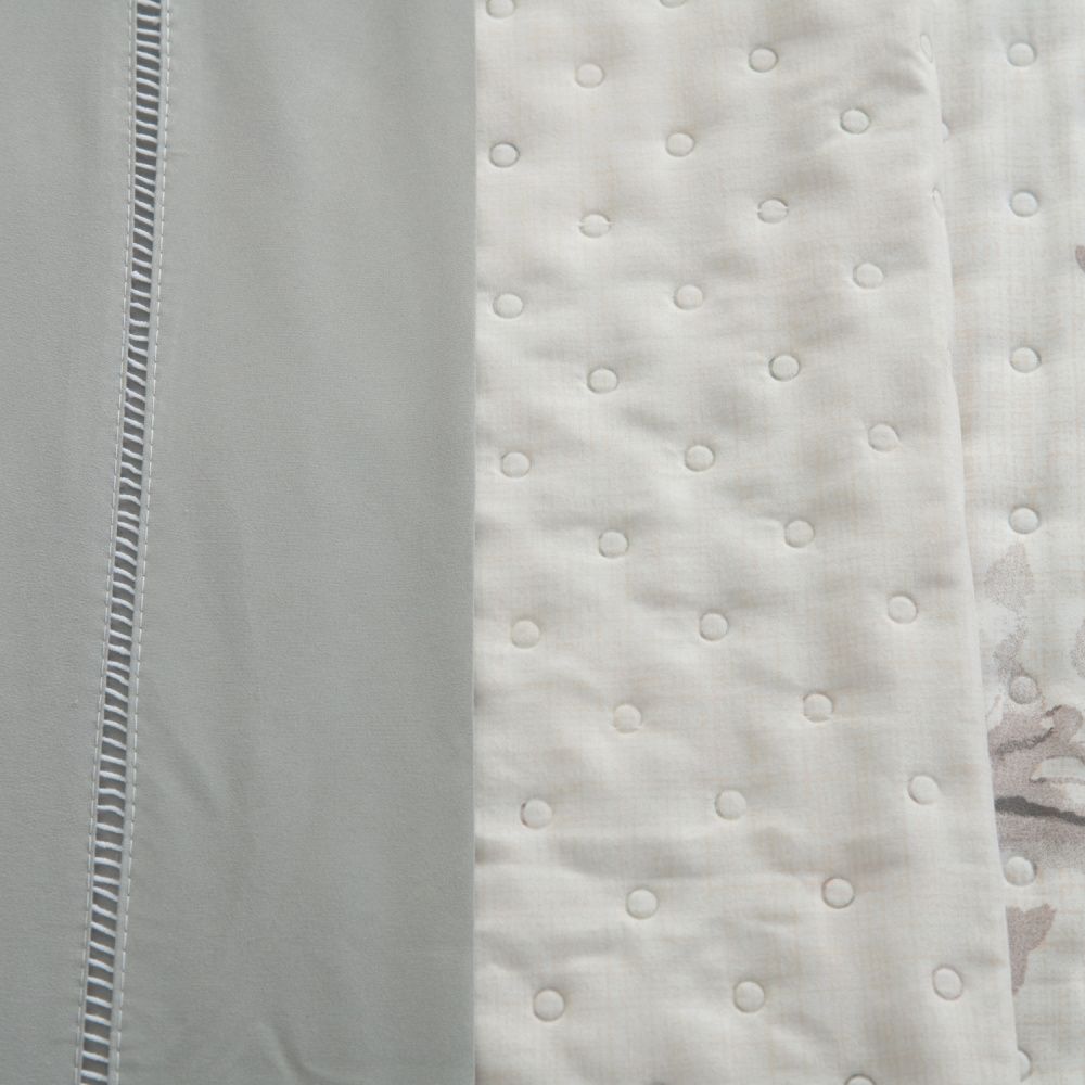 Kit Cama Posta Sabrina Cinza/Jardim Rosê/Prata