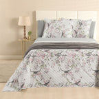 Kit Cama Posta Sabrina Cinza/Jardim Rosê/Prata