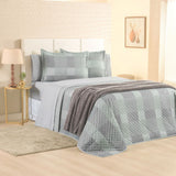 Kit Cama Posta Sabrina Cinza/Xadrez Verde/Prata