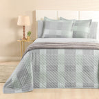 Kit Cama Posta Sabrina Cinza/Xadrez Verde/Prata