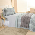 Kit Cama Posta Sabrina Cinza/Xadrez Verde/Prata