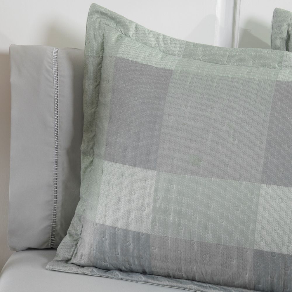 Kit Cama Posta Sabrina Cinza/Xadrez Verde/Prata