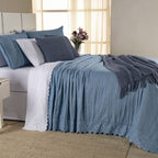 Kit Cama Posta Serena Percal 300 Fios Bordado Inglês Azul/Branco
