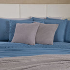 Kit Cama Posta Serena Percal 300 Fios Bordado Inglês Azul/Prata