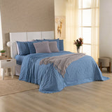 Kit Cama Posta Serena Percal 300 Fios Bordado Inglês Azul/Prata