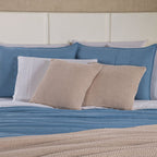 Kit Cama Posta Serena Percal 300 Fios Bordado Inglês Branco/Azul/Marfim