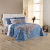 Kit Cama Posta Serena Percal 300 Fios Bordado Inglês Branco/Azul/Prata