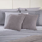 Kit Cama Posta Serena Percal 300 Fios Bordado Inglês Branco/Cinza/Prata