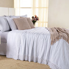 Kit Cama Posta Serena Percal 300 Fios Bordado Inglês Branco/Marfim