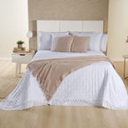 Kit Cama Posta Serena Percal 300 Fios Bordado Inglês Branco/Marfim