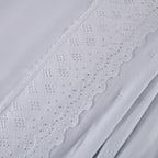 Kit Cama Posta Serena Percal 300 Fios Bordado Inglês Branco/Marfim