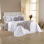 Kit Cama Posta Serena Percal 300 Fios Bordado Inglês Branco/Prata