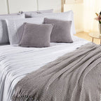 Kit Cama Posta Serena Percal 300 Fios Bordado Inglês Branco/Prata