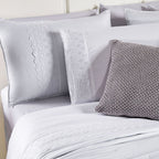 Kit Cama Posta Serena Percal 300 Fios Bordado Inglês Branco/Prata