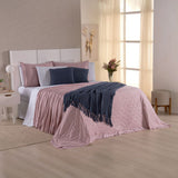 Kit Cama Posta Serena Percal 300 Fios Bordado Inglês Branco/Rosê/Azul