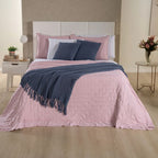 Kit Cama Posta Serena Percal 300 Fios Bordado Inglês Branco/Rosê/Azul