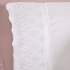 Kit Cama Posta Serena Percal 300 Fios Bordado Inglês Branco/Rosê/Azul