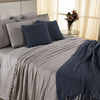 Kit Cama Posta Serena Percal 300 Fios Bordado Inglês Fendi/Azul