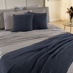 Kit Cama Posta Serena Percal 300 Fios Bordado Inglês Fendi/Azul