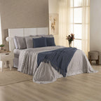 Kit Cama Posta Serena Percal 300 Fios Bordado Inglês Fendi/Azul