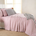 Kit Cama Posta Serena Percal 300 Fios Bordado Inglês Rosê/Prata