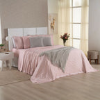 Kit Cama Posta Serena Percal 300 Fios Bordado Inglês Rosê/Prata