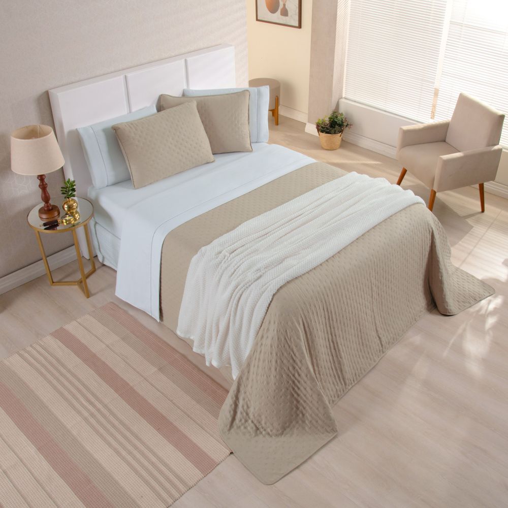 Kit Cama Posta Isabelle Branco/Cáqui/Marfim
