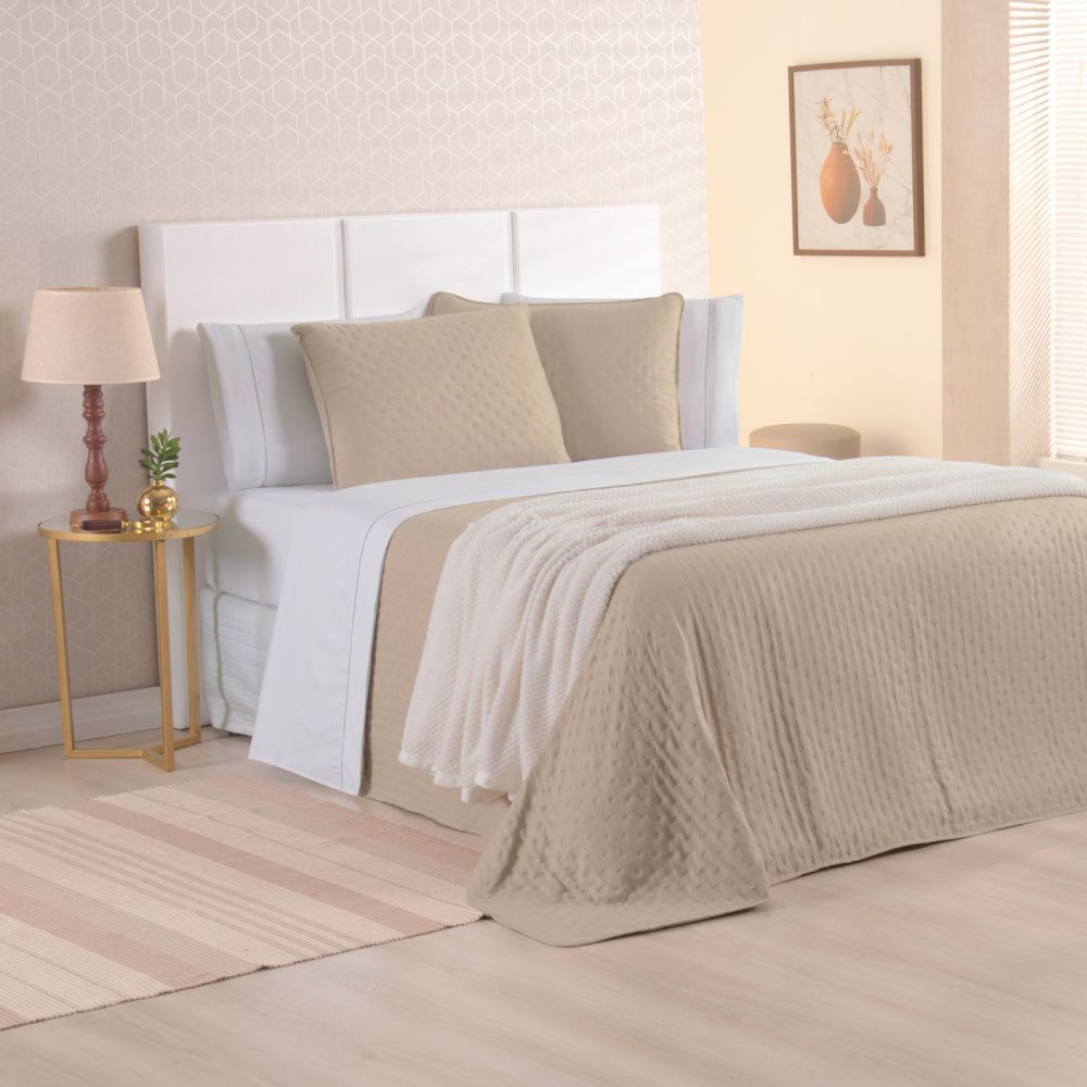 Kit Cama Posta Isabelle Branco/Cáqui/Marfim