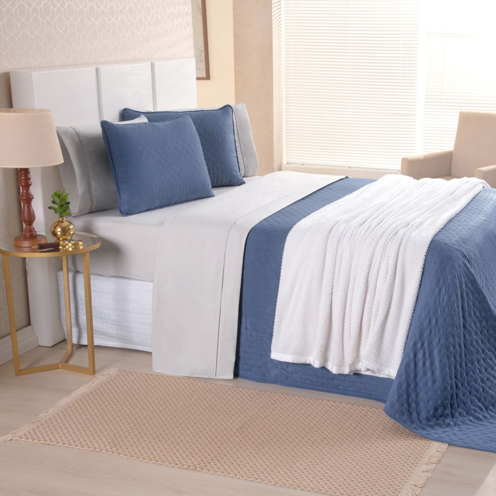 Kit Cama Posta Isabelle Fendi/Azul Marinho/Marfim