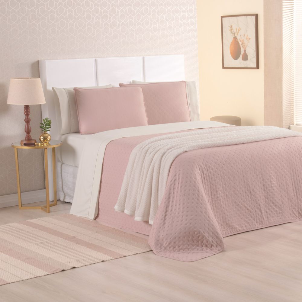 Kit Cama Posta Isabelle Palha/Rosê/Marfim