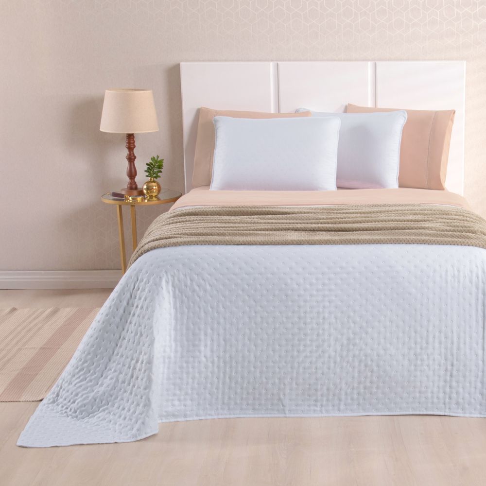 Kit Cama Posta Isabelle Salmão/Branco/Bege