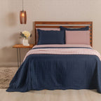Kit Cama Posta Vitória Rosê/Azul Marinho