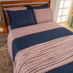 Kit Cama Posta Vitória Rosê/Azul Marinho