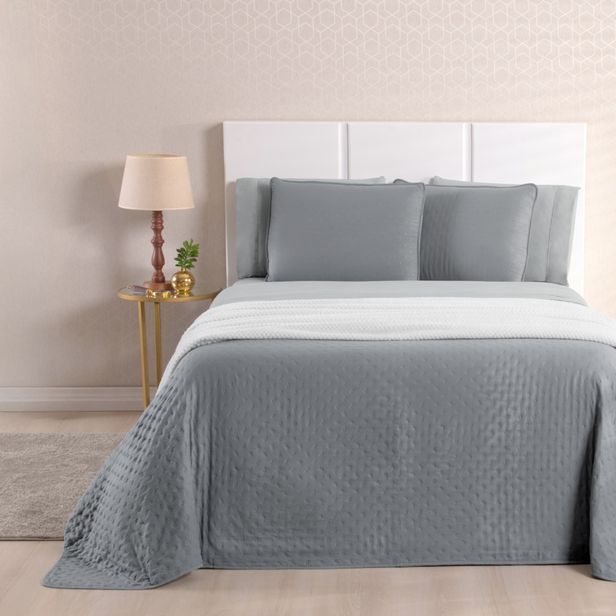 Kit Cama Posta Isabelle Cinza/Marfim