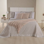 Kit Cama Posta Serena Percal 300 Fios Bordado Inglês Branco/Fendi/Marfim