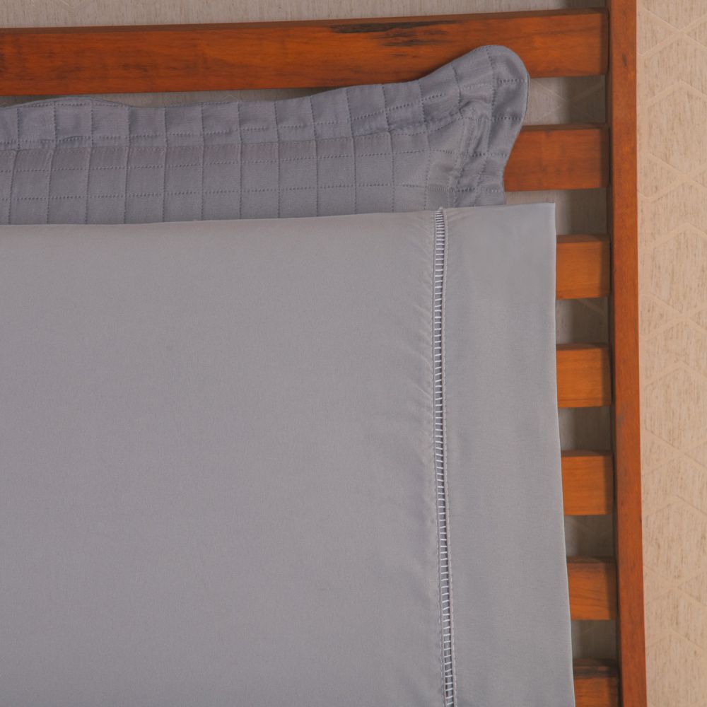 Kit Cama Posta Vitória Cinza/Rosê