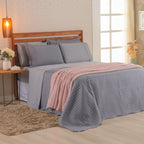 Kit Cama Posta Vitória Cinza/Rosê