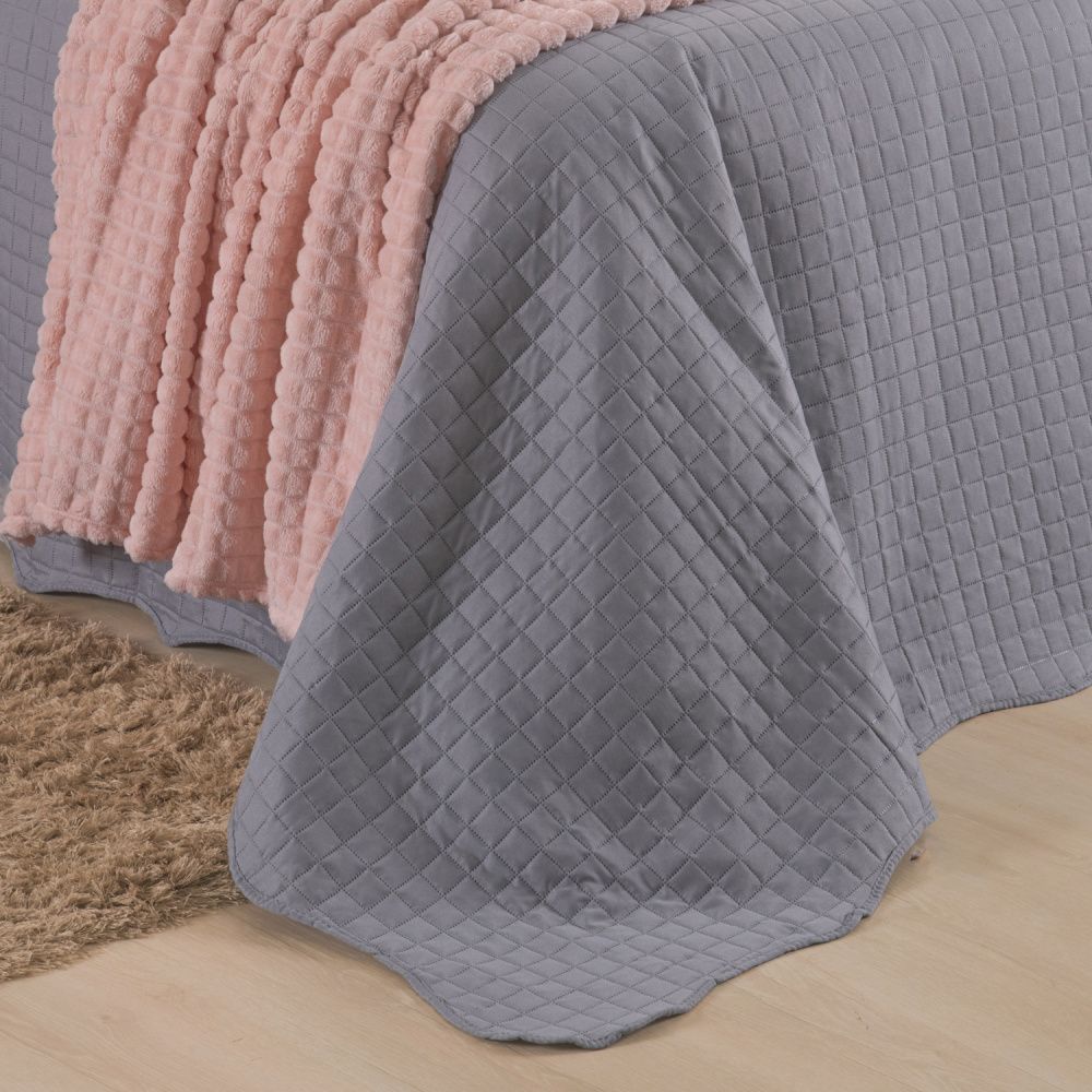 Kit Cama Posta Vitória Cinza/Rosê
