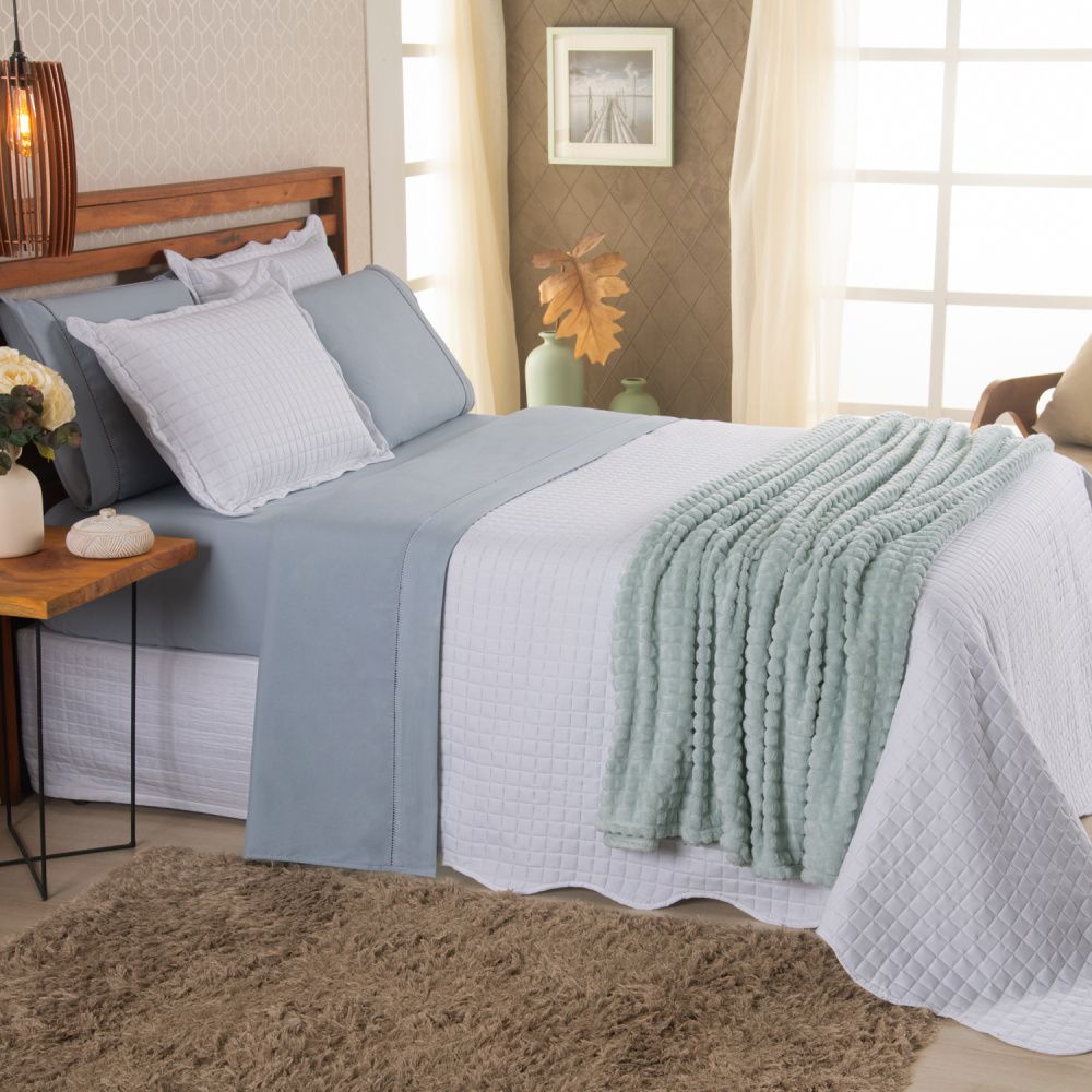 Kit Cama Posta Vitória Dublin/Branco/Verde
