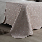 Kit Colcha Cobre Leito 150 Fios Matelado Boutis Estampada Dupla Face Havana Rosê