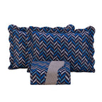 Kit Colcha Cobre Leito 150 Fios Matelado Boutis Estampada Dupla Face Montreal Azul