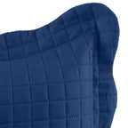 Kit Cobre Leito Colcha Boutis Pastilhas Dupla Face 150 Fios Matelado Marinho