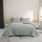 Kit Cobre Leito Colcha Matelado PomPom 300 Fios Cinza