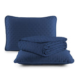Kit Cobre Leito Colcha Matelado Dupla Face Dots 300 Fios Azul Marinho