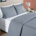 Kit Cobre Leito Colcha Ravena Percal 200 Fios Matelassê Cinza