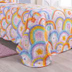 Kit Cobre Leito Colcha Solteiro 2 Peças 150 Fios Matelado Estampado Boutis Kids Arco Íris