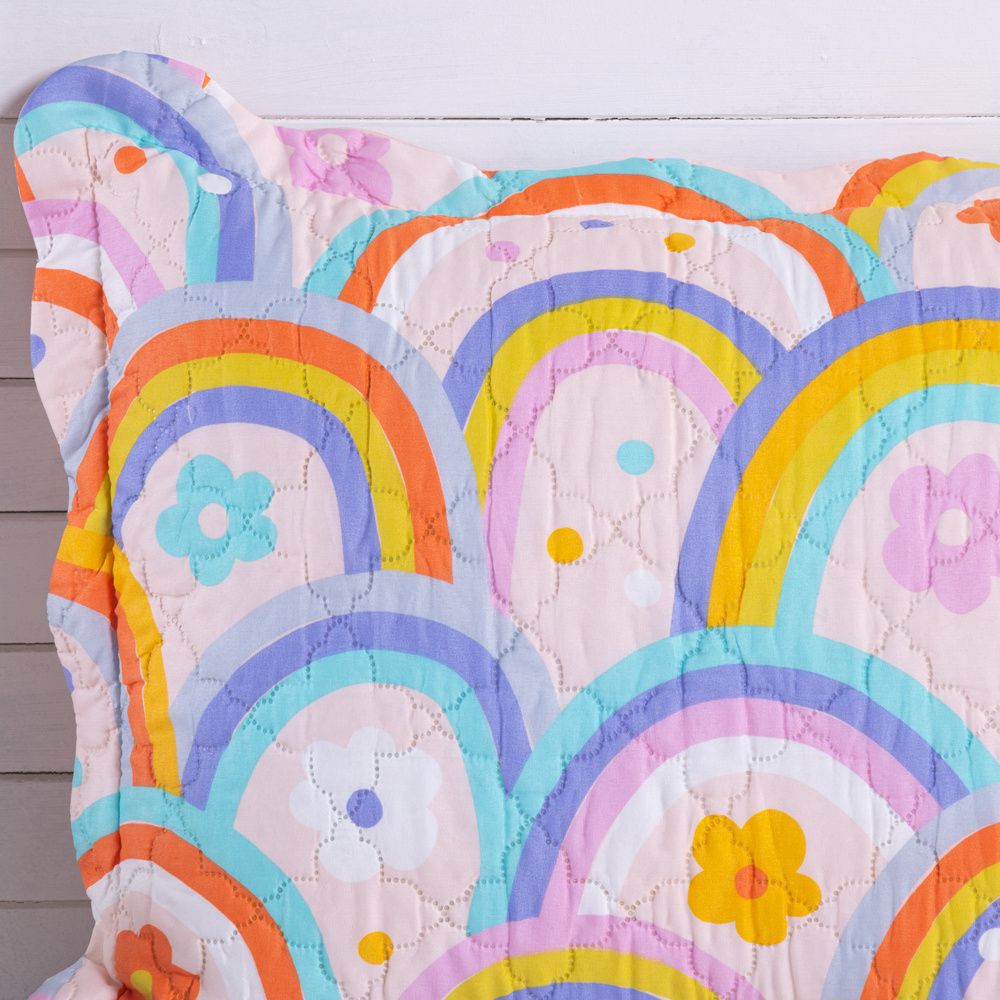 Kit Cobre Leito Colcha Solteiro 2 Peças 150 Fios Matelado Estampado Boutis Kids Arco Íris